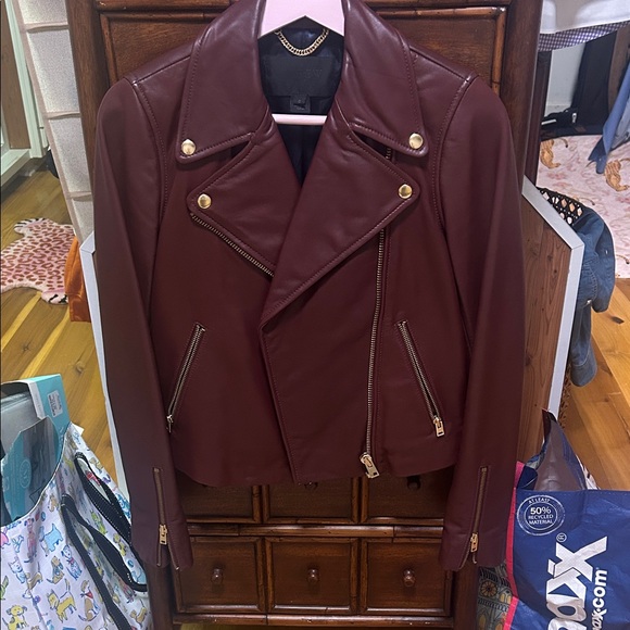 J. Crew Jackets & Blazers - J. Crew Collection  Burgundy Leather Jacket
